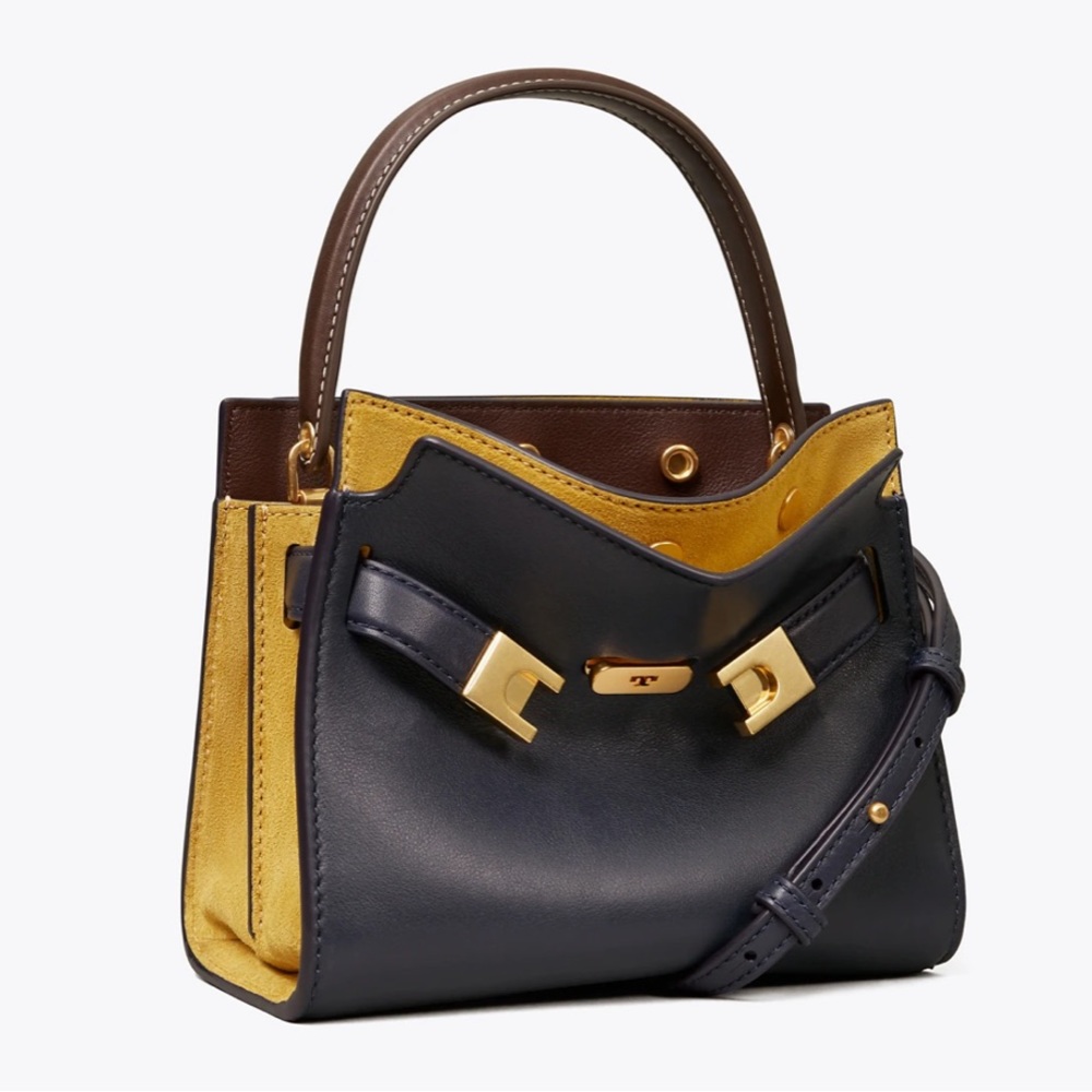 TORY BURCH Lee Radziwill Petite Double Bag in Tory Navy